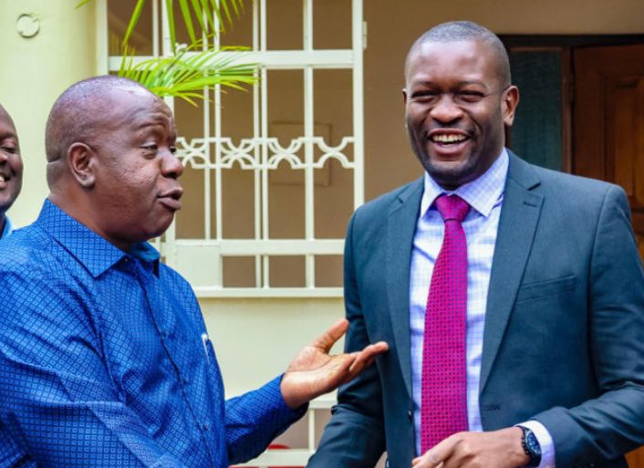 A file photo of Jubilee Party's Fred Matiang'i and Nairobi Senator Edwin Sifuna.